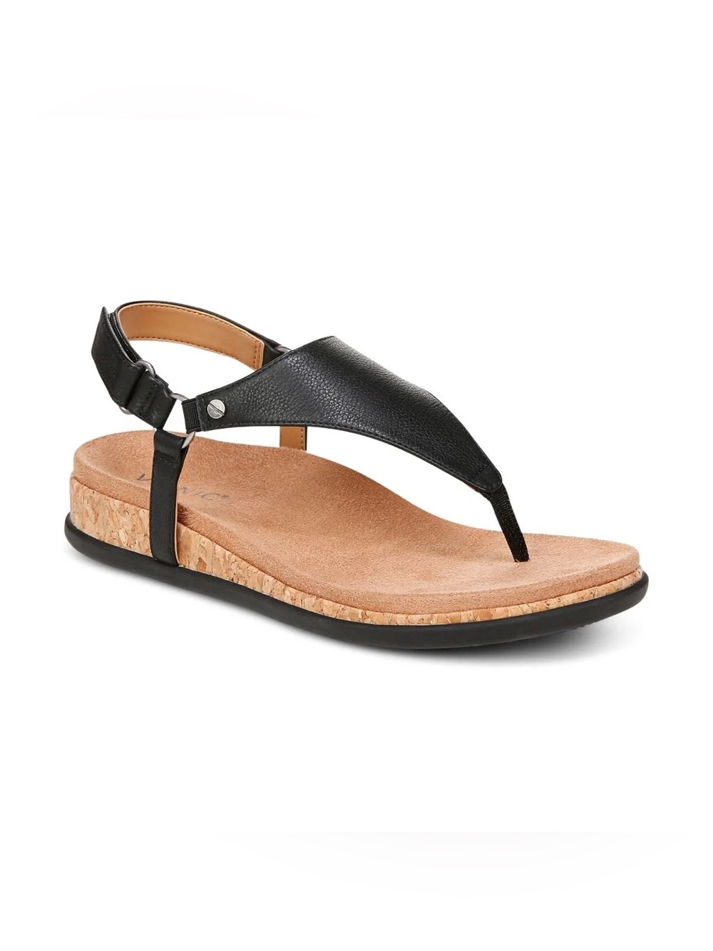 Vionic Kirra II Black Leather Women's Sandal Size 7